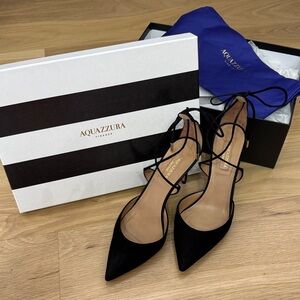 37.5 Aquazzura 85mm Very Matilde pumps in black suede